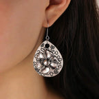 Boho Floral Silver Earrings