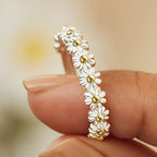 Adjustable Silver And Hand Painted Enamel Daisy Ring