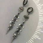 Boho Mask Pendant Earrings In Silver