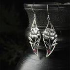 Boho Floral Earrings With Crystals In Sterling Silver