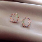 Crystal Floral Earrings In Rose Gold