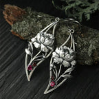 Boho Floral Earrings With Crystals In Sterling Silver