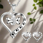 2-Piece Jewelry Set With Paw, Heart & Bone Charms
