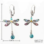 Elegant Multicolor Crystal Dragonfly Drop Earrings
