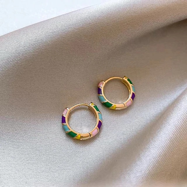 Vintage Colorful Enamel Earrings