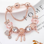 Rose Dreamcatcher Bracelet With Charms Included In Sterling Silver