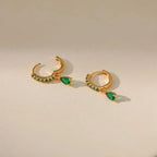 Zirconia Earrings With Emerald In Gold