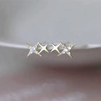 Star Stud Earrings With Zirconia In Gold