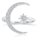 Silver Moon And Star Ring