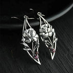 Boho Floral Earrings With Crystals In Sterling Silver