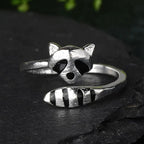 Adjustable Raccoon Ring In 925 Sterling Silver