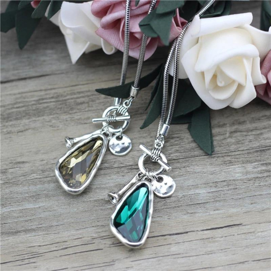 Crystal Stone Pendant In Silver