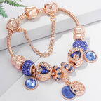 Bracelet In Pink Silver And Blue Crystal