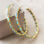 Vintage Blue Opal Earrings In Gold