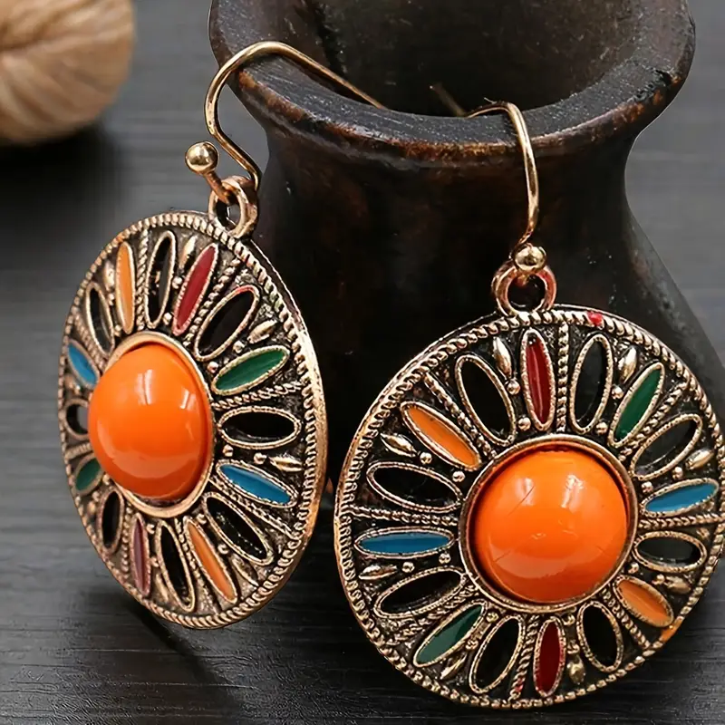Vintage Colorful Rounded Mandala Earrings