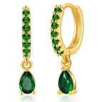 Zirconia Earrings With Emerald In Gold