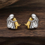 Silver And Gold Two-Tone Hug Earrings