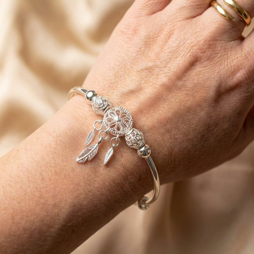 Silver Adjustable Dreamcatcher Bracelet