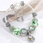 Bracelet In Sterling Silver And Green Crystal