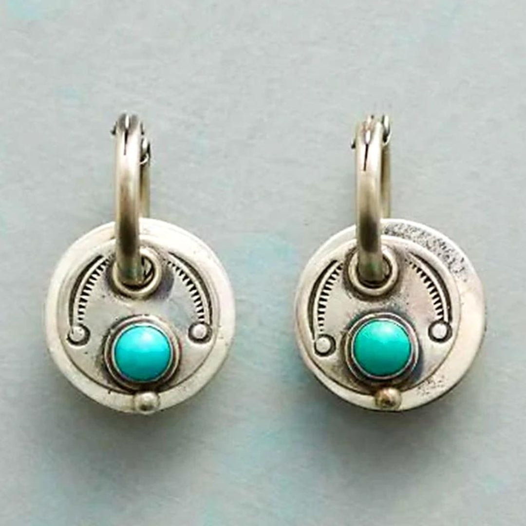 Boho Earrings With Turquoise Opal In Sterling Silver