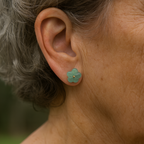 Vintage Turquoise Earrings With Crystal Flower