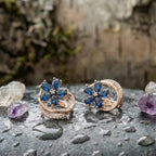 Blue Natural Zircon Flower Earrings