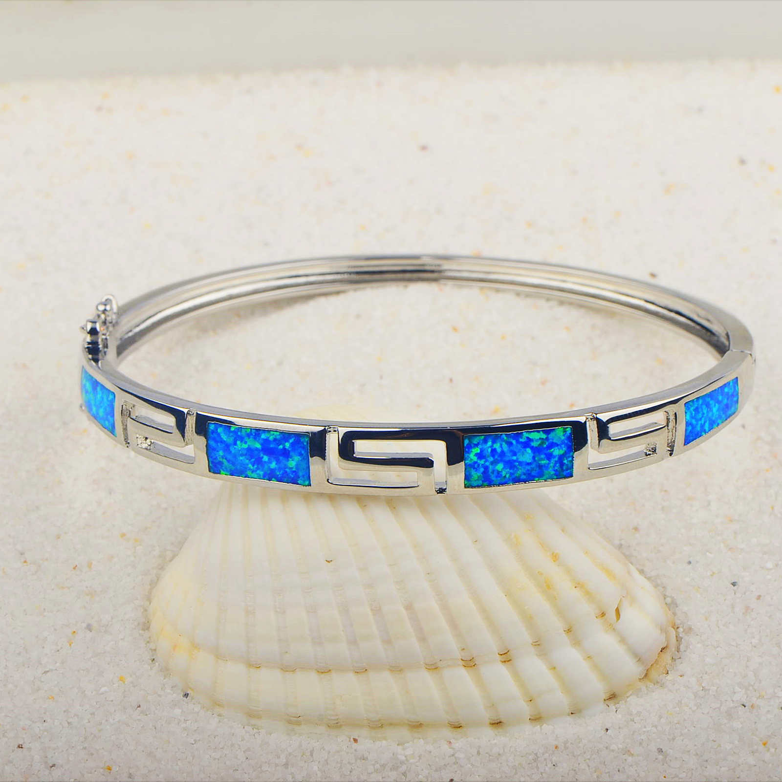 Blue Opal Bangle Bracelet