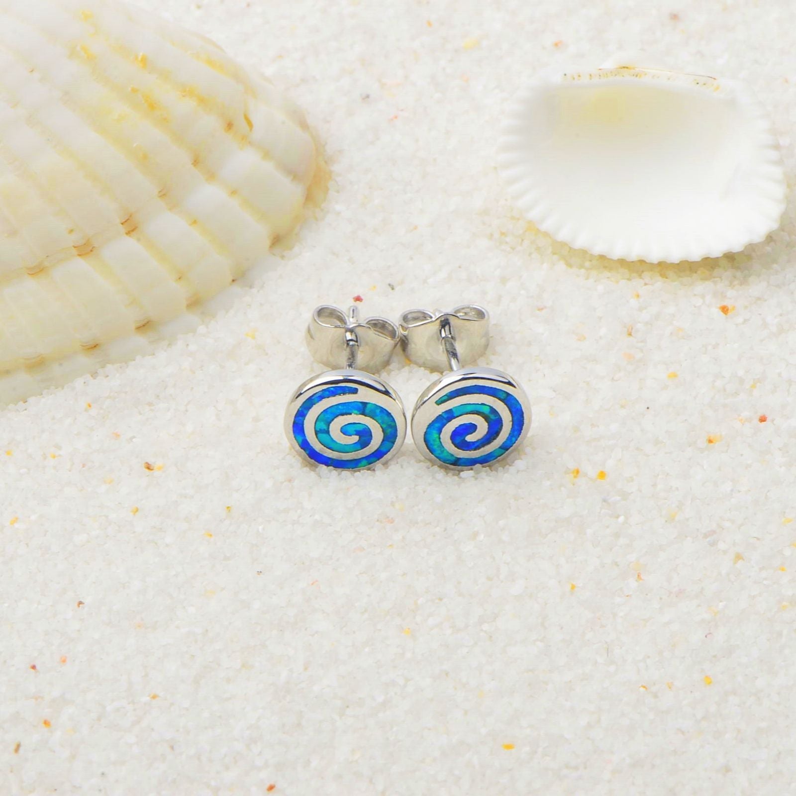 Blue Spiral Earrings