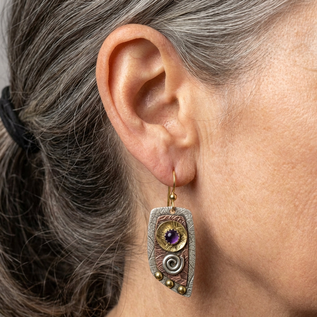 Bohemian Amethyst Drop Earrings