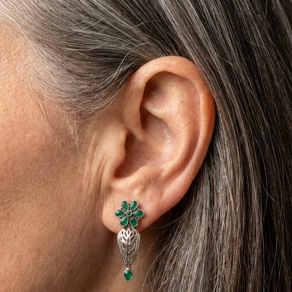 Bohemian Green Stone Earrings