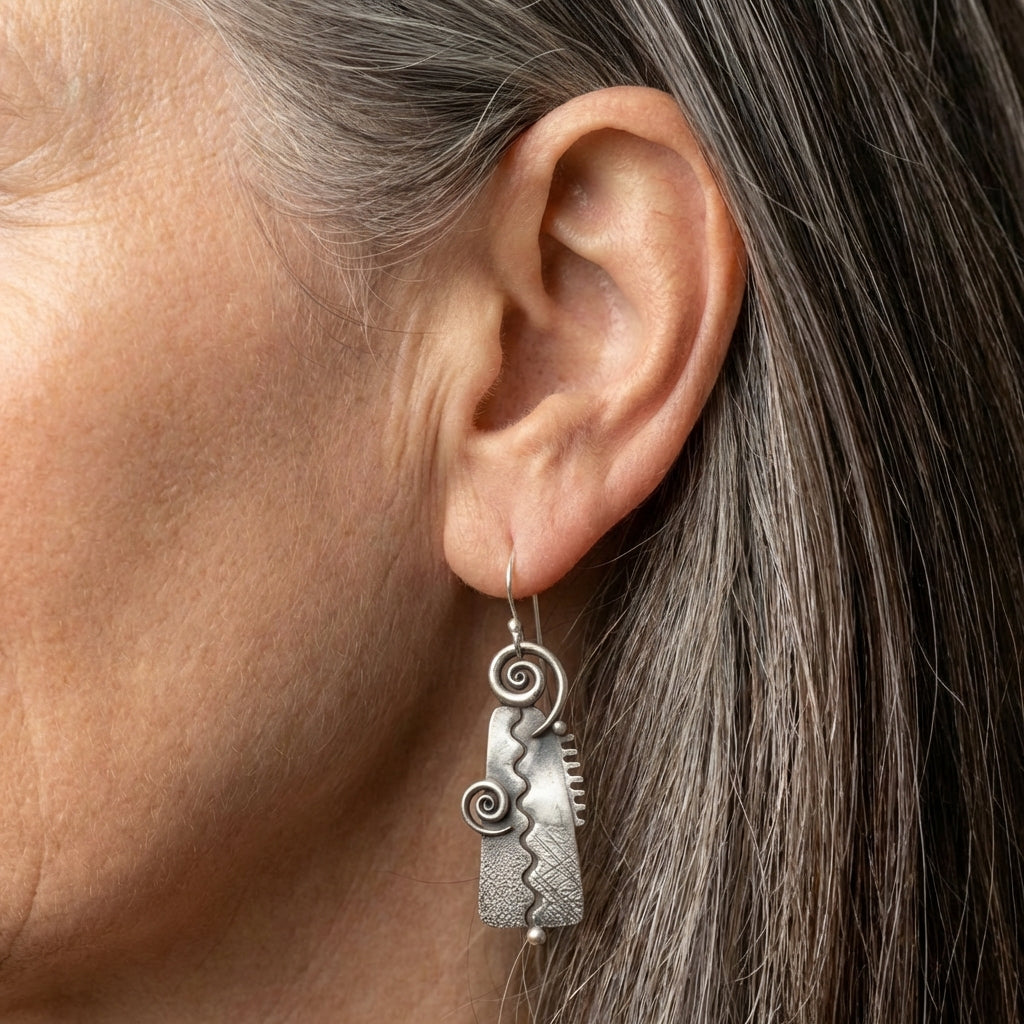Bohemian Spiral Silver Earrings
