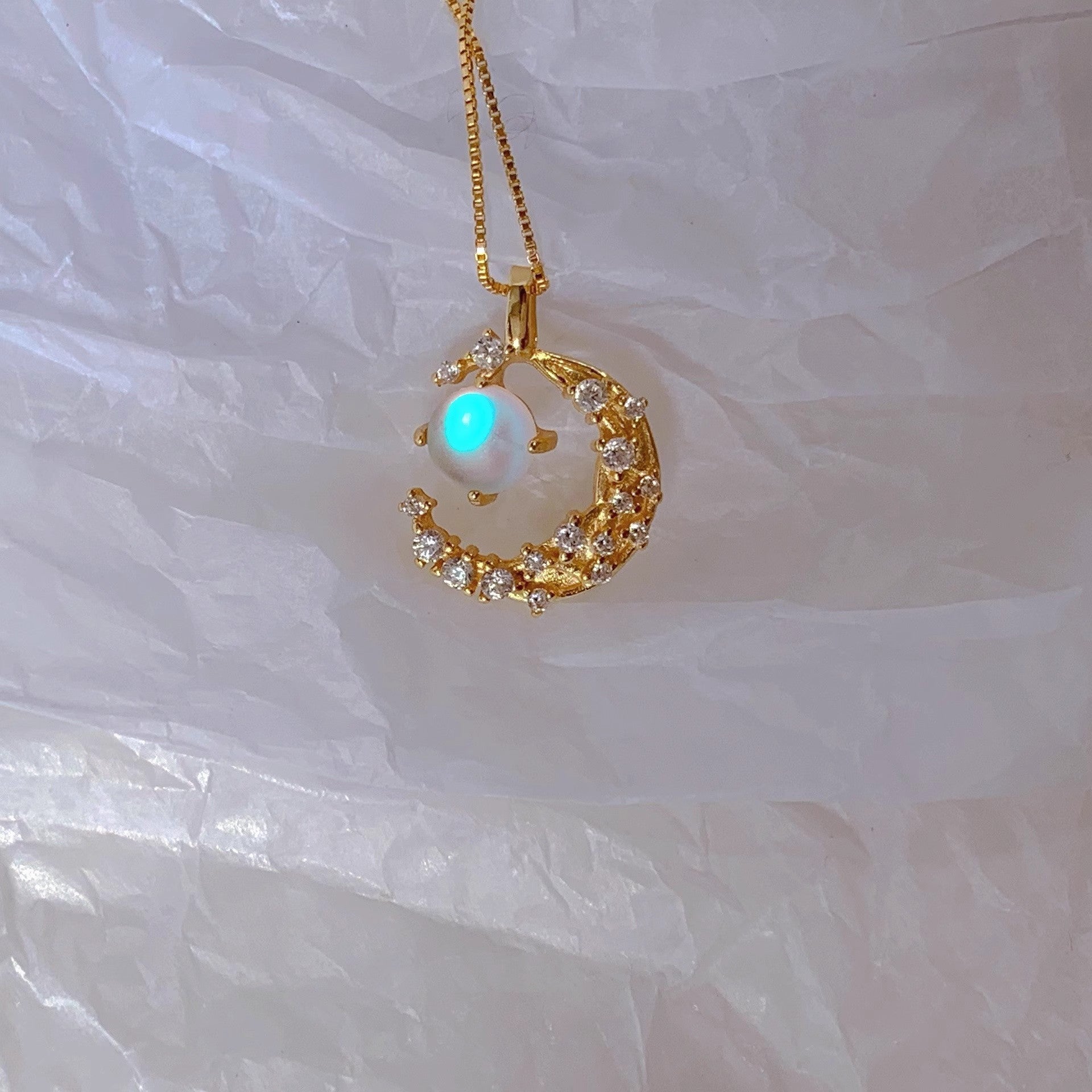 Celestial Opal Moon Necklace