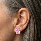 Classic Pink Crystal Stud Earrings