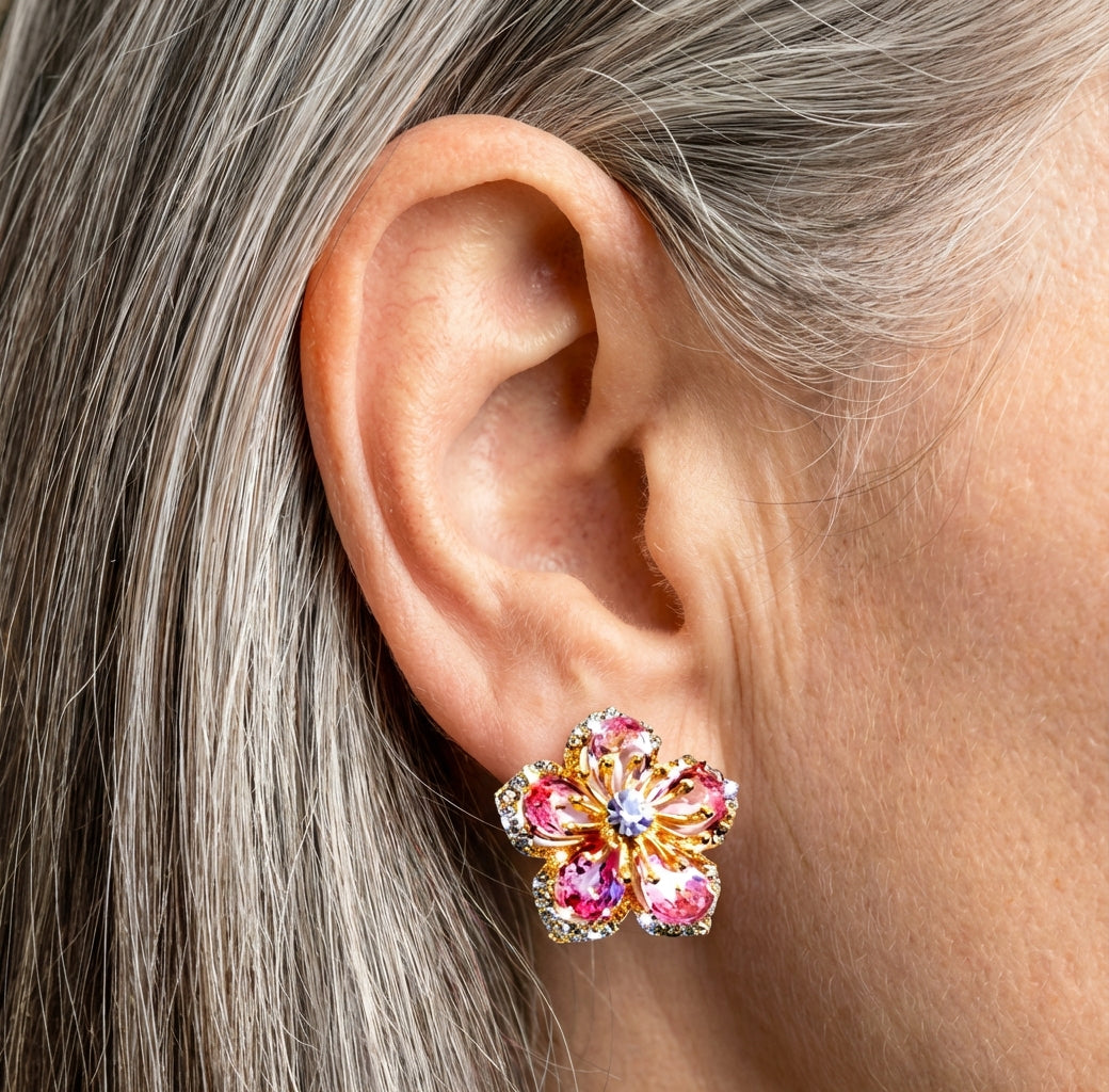 Crystal Blossom Zircon Earrings