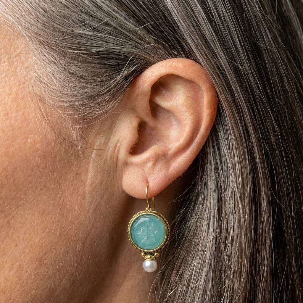 Elegant Aqua Pearl Earrings