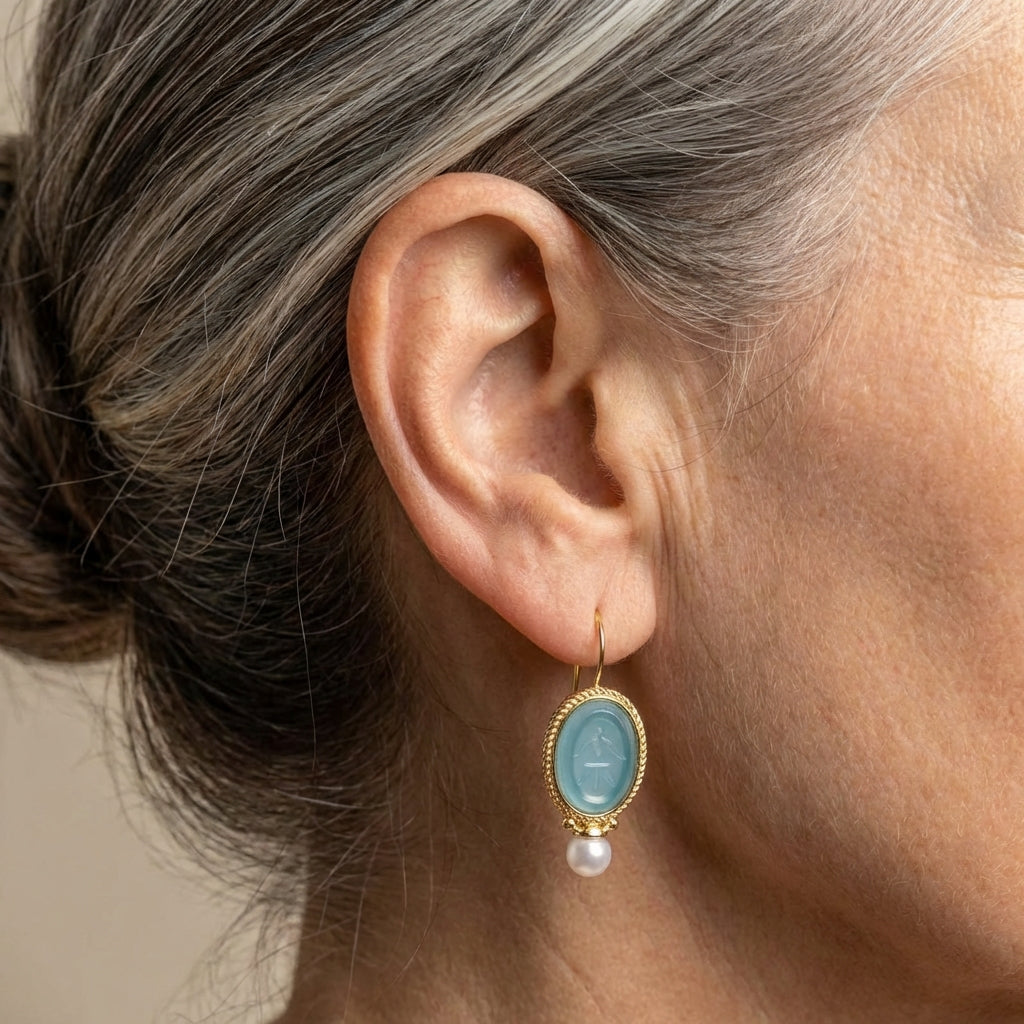 Elegant Aqua Pearl Earrings