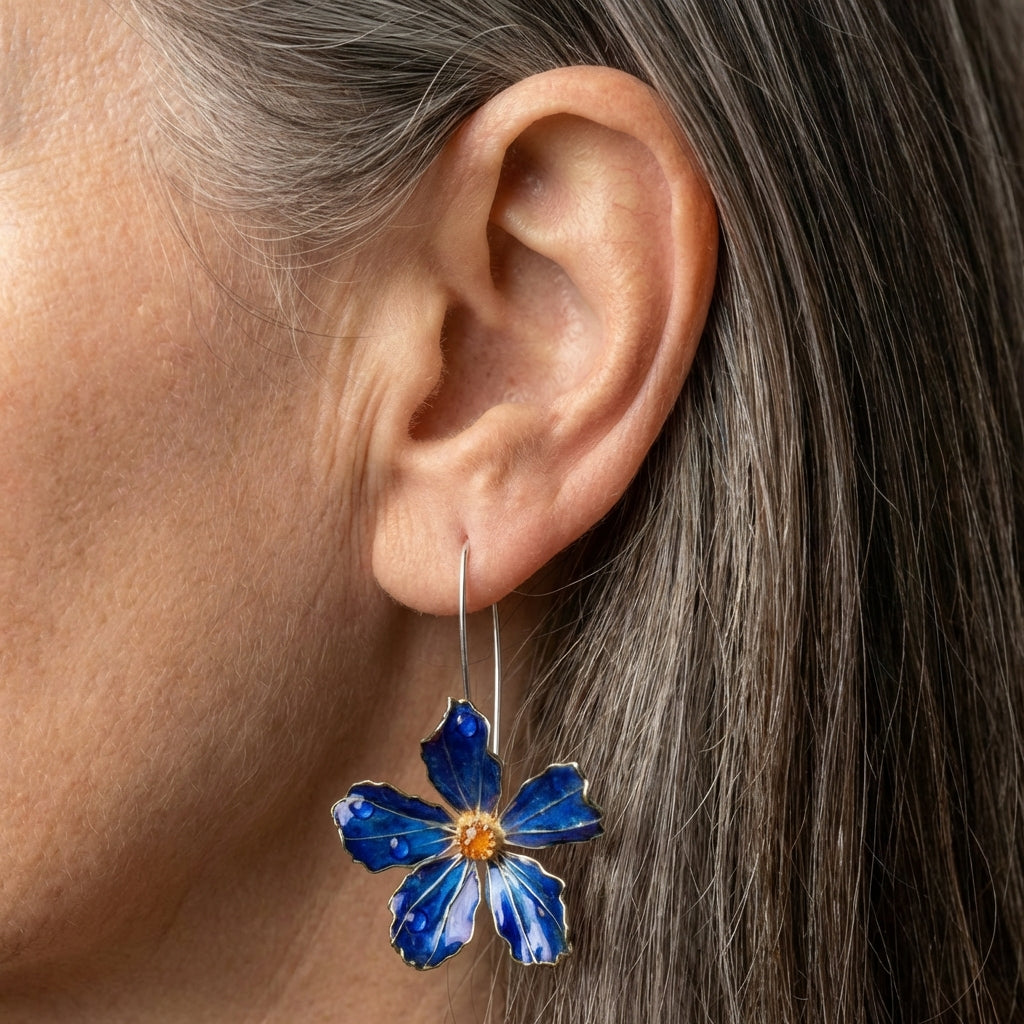 Elegant Blue Flower Earrings