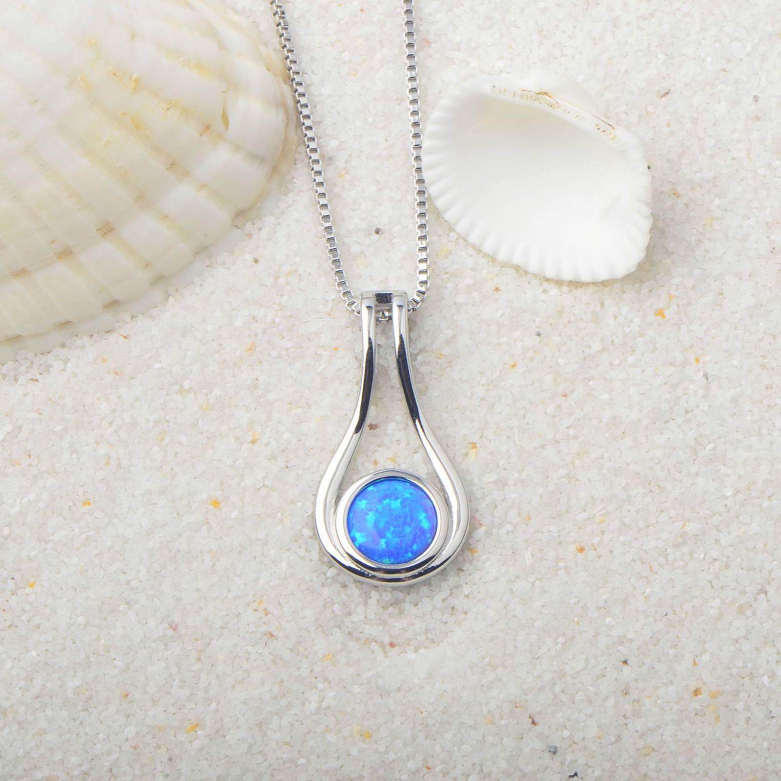 Elegant Blue Opal Necklace