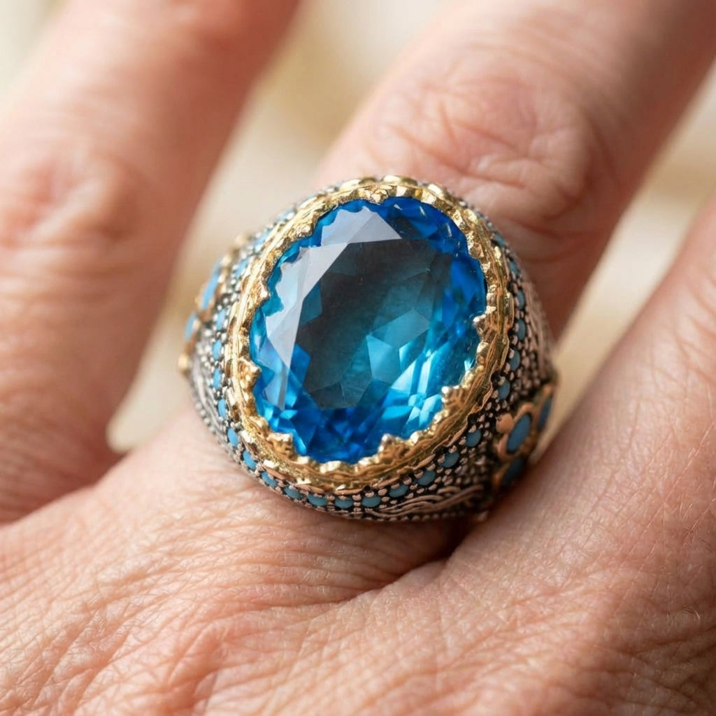 Elegant Blue Zircon Ring