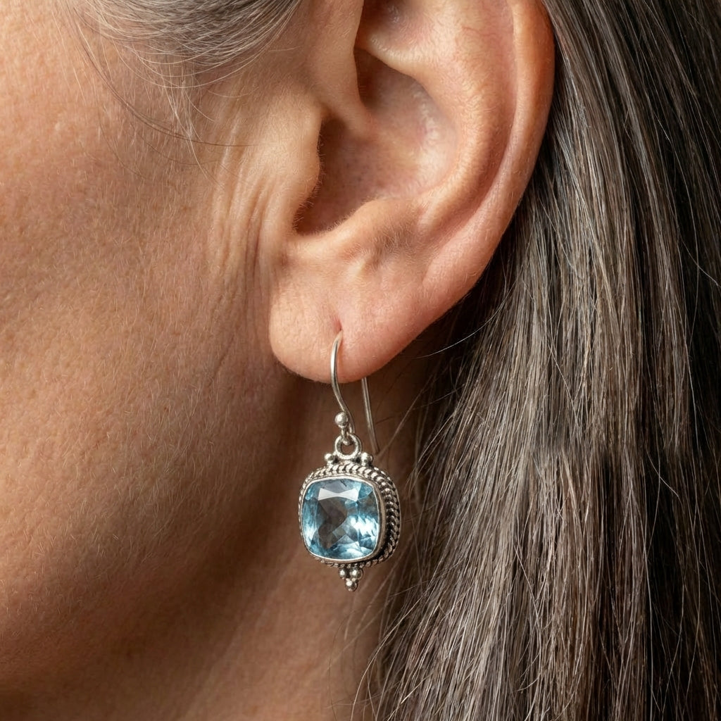 Elegant Blue Zirconia Earrings
