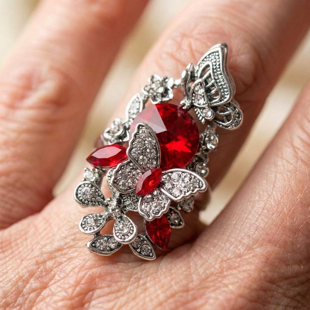 Elegant Butterfly Crystal Ring