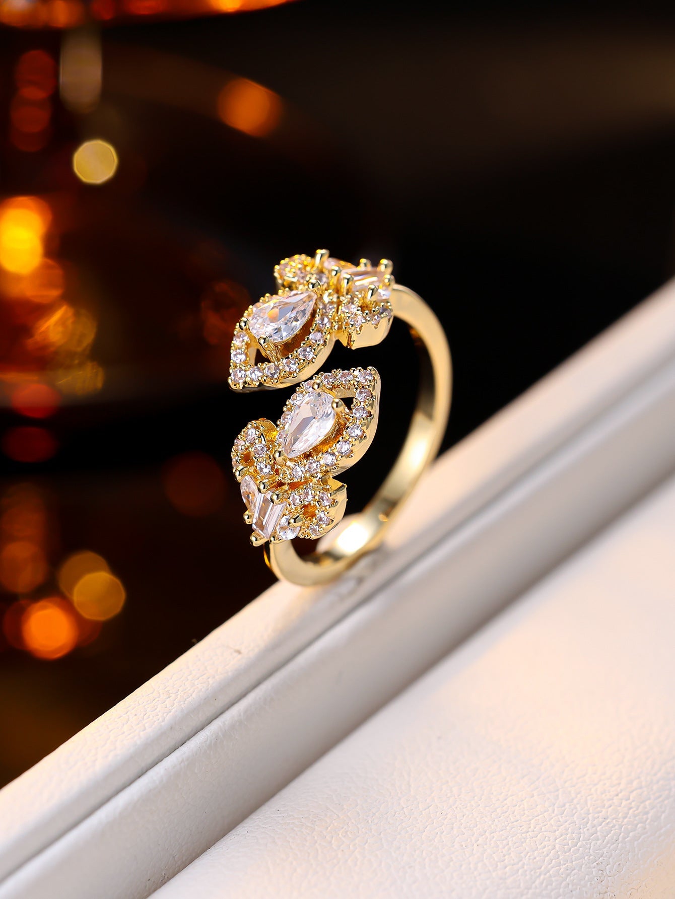 Elegant Crystal Gold Ring