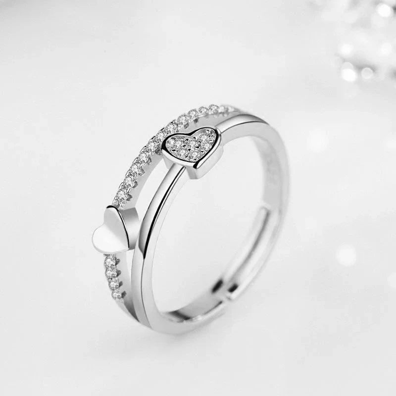 Elegant Crystal Heart Ring