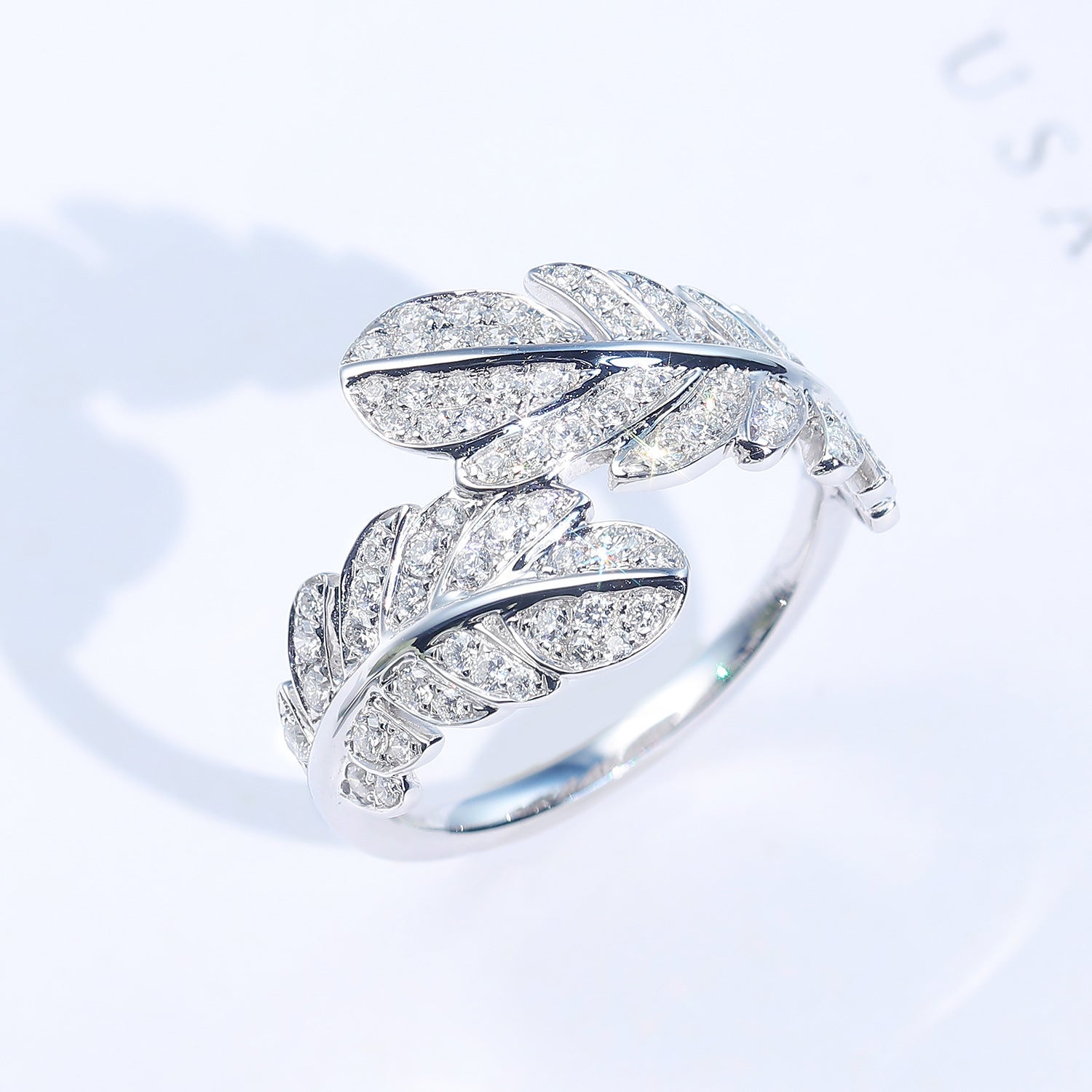 Elegant Diamond Leaf Ring