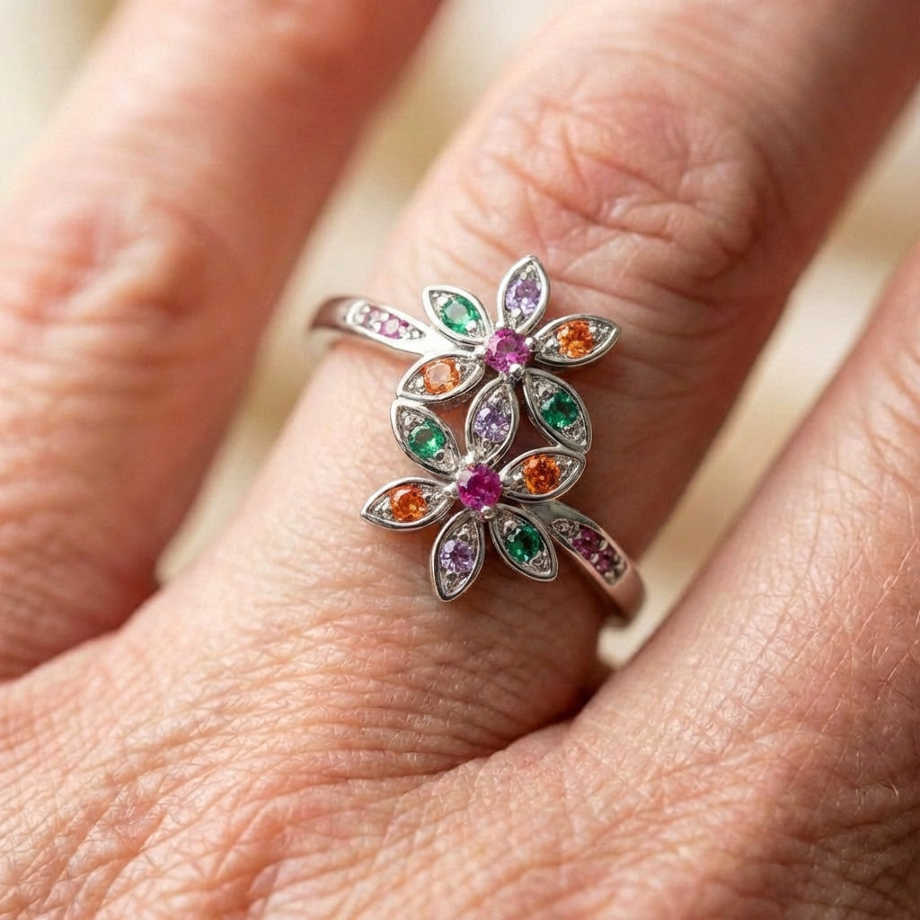 Elegant Double Flower Ring