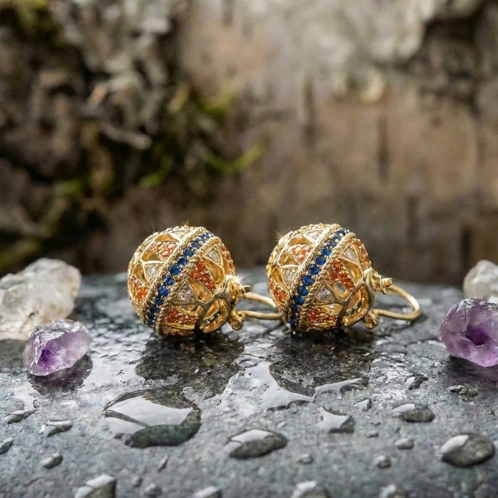 Elegant Gold Sphere Earrings
