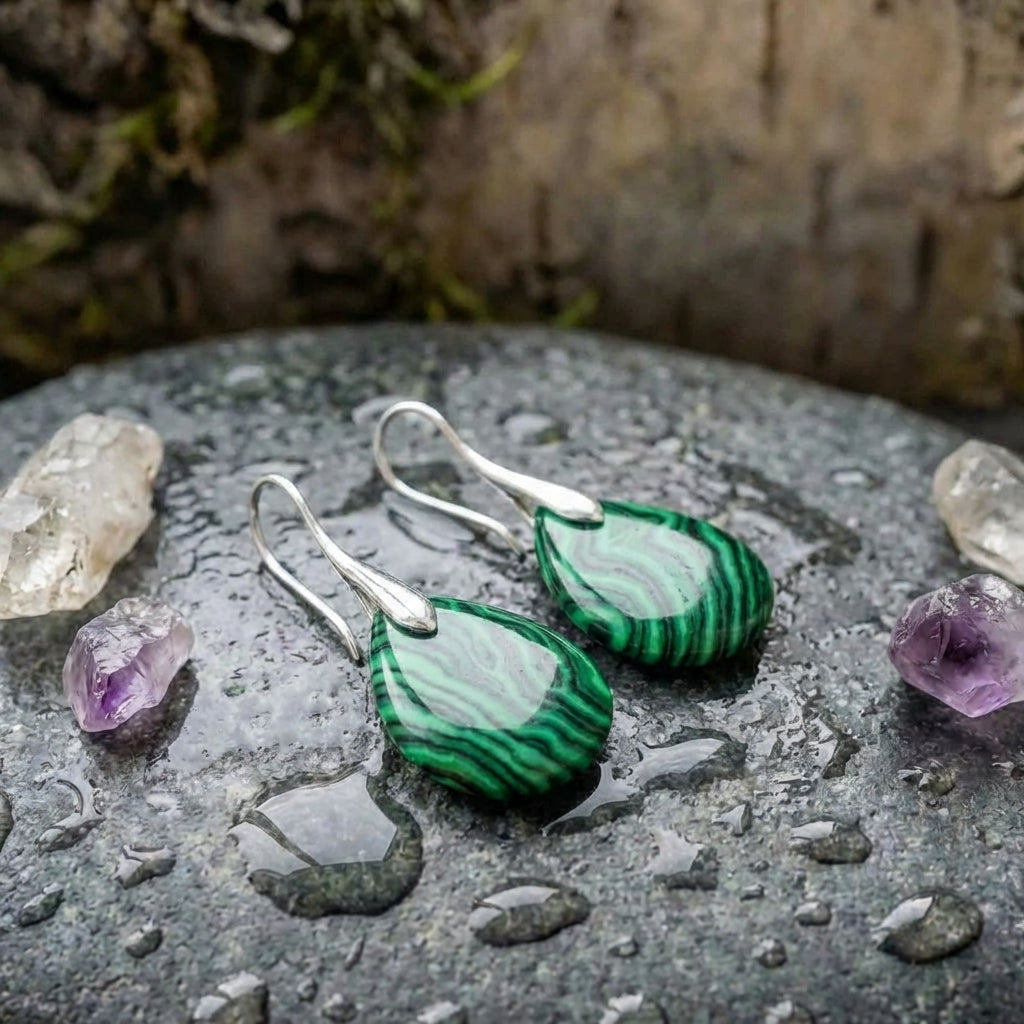 Elegant Green Agate Earrings