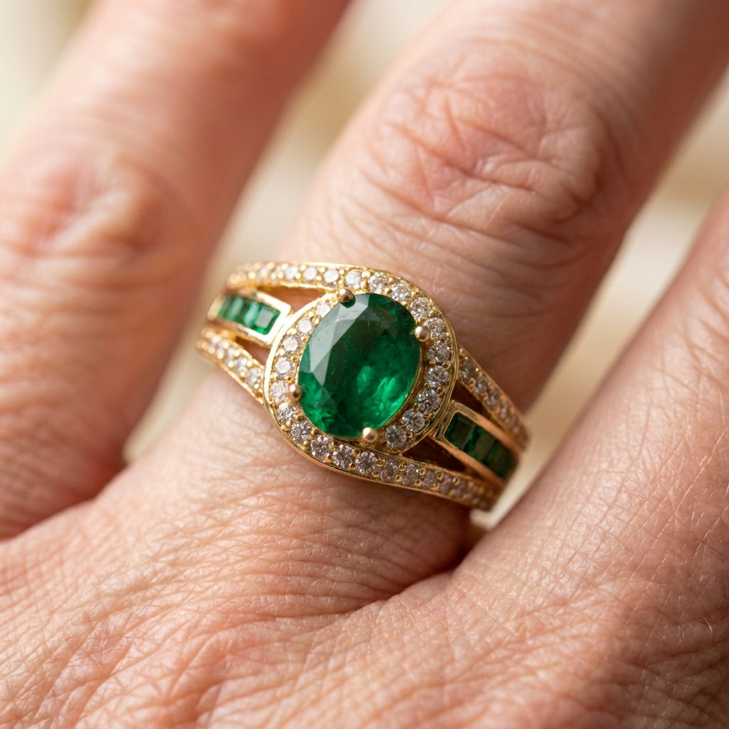 Elegant Green Emerald Ring