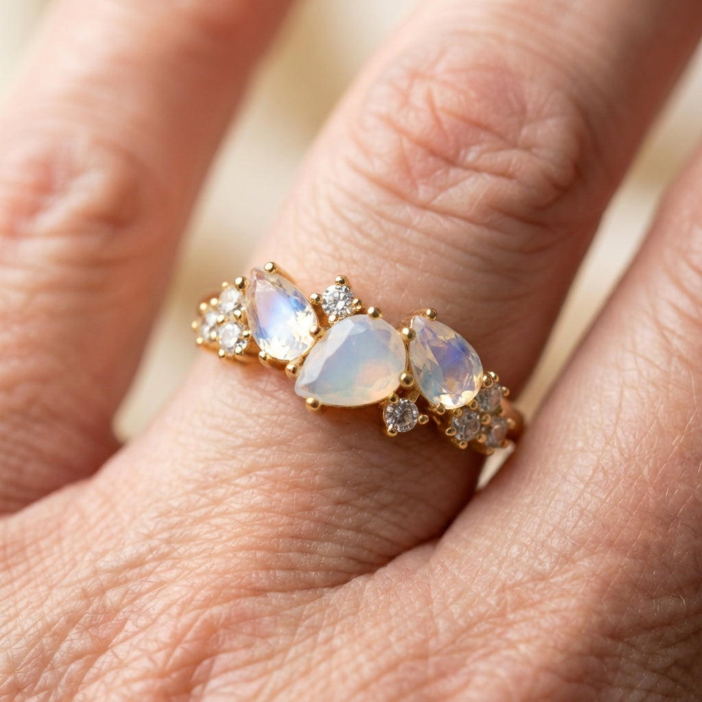 Elegant Moonstone Crystal Ring