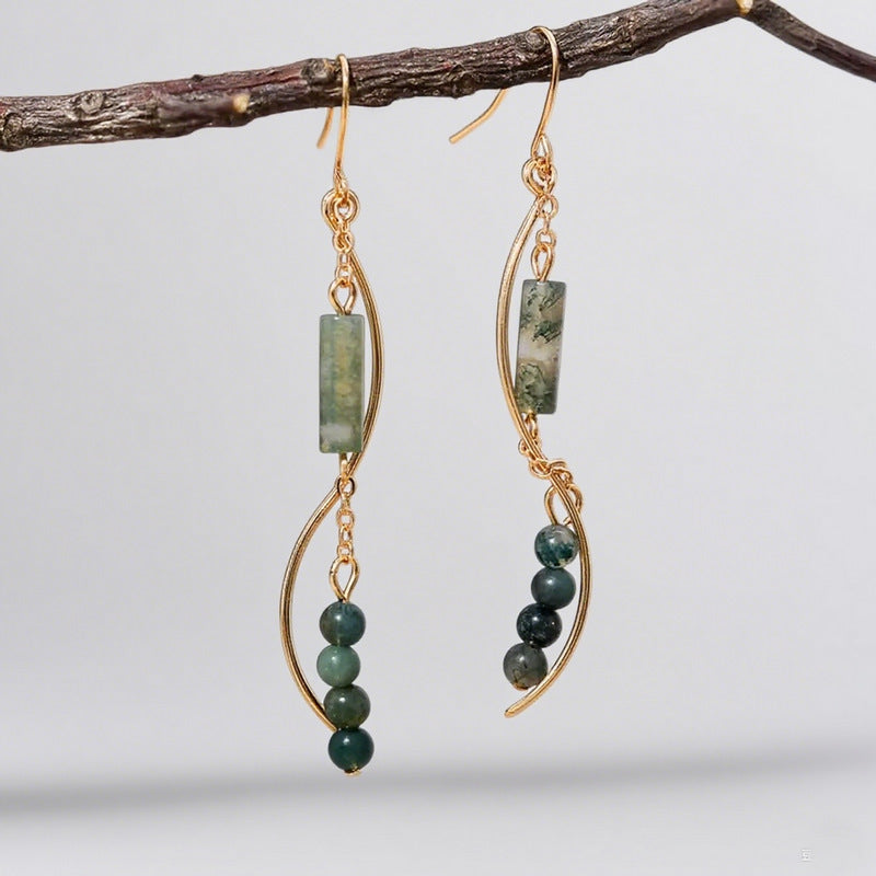 Elegant Moss Agate Earrings